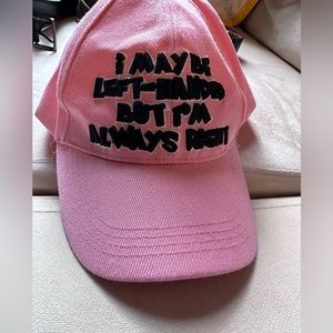 Pink hat for left handed people